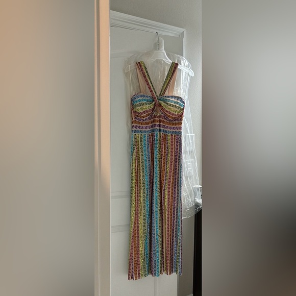 SAYLOR Dresses & Skirts - SAYLOR Shimmering Eli Maxi dress: striped with bright multicolor rainbow sequins